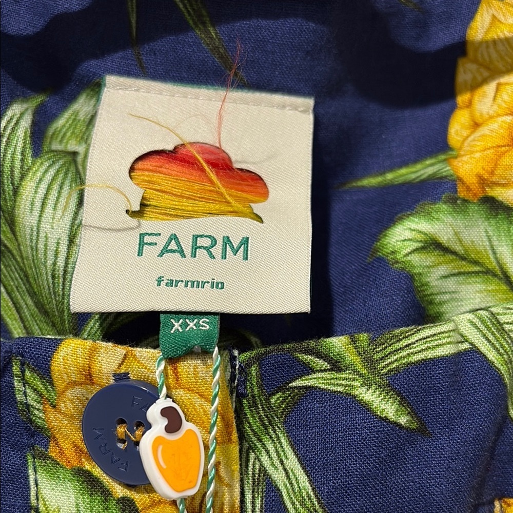 NWT Farm Rio DELICATE PINEAPPLE NAVY BLUE mini dress size xxs - Picture 3 of 5